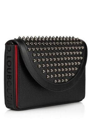 Christian Louboutin Black Spike-Embellished Leather Crossbody Bag